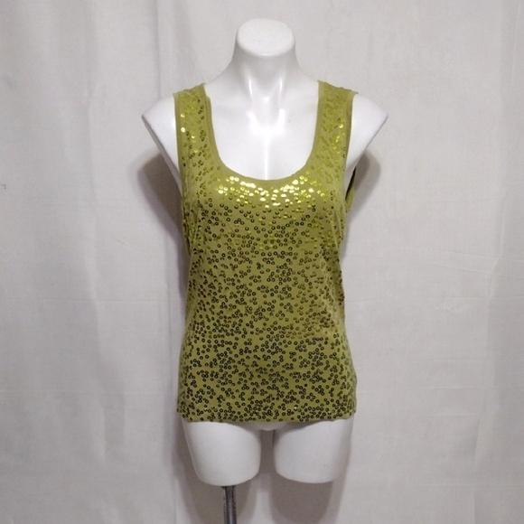 St. John Sparkly Sequin Front Dressy Sleeveless Cami Tank Top Party Glam Medium - Picture 1 of 10